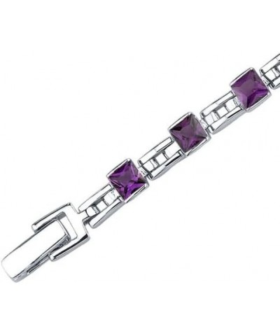 Amethyst Tennis Bracelet for Women 925 Sterling Silver, Natural Gemstone Birthstone, 4.50 Carats total Princess Cut, 7 1/2 in...