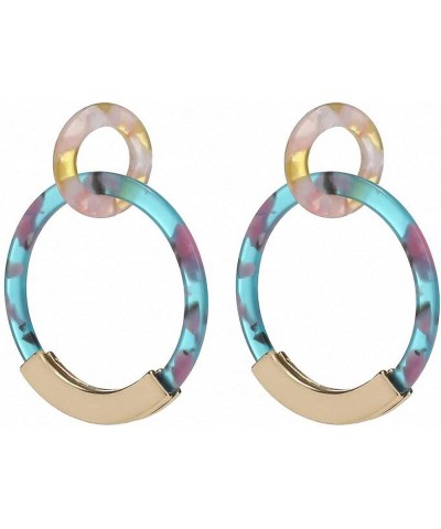 Acrylic Drop Earring Women Multicolor Statement Marble Earring Acetate Earrings White $11.01 Earrings