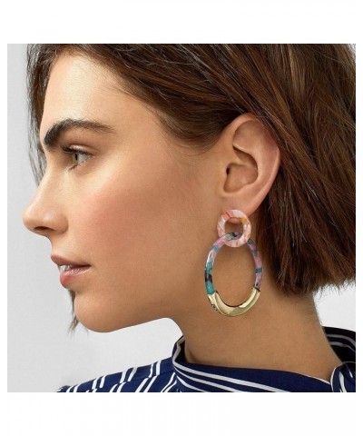 Acrylic Drop Earring Women Multicolor Statement Marble Earring Acetate Earrings White $11.01 Earrings