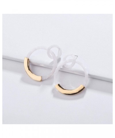 Acrylic Drop Earring Women Multicolor Statement Marble Earring Acetate Earrings White $11.01 Earrings