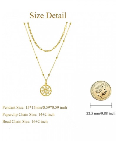 Layered Necklaces for Women 925 Sterling Silver Flower Necklace with Cubic Zirconia, Dainty Circle Jewelry for Her $26.94 Nec...