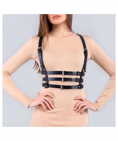 Punk Waist Leather Chain Belt Harness Strappy Adjustable Body Accessories Three Belt $11.39 Body Jewelry