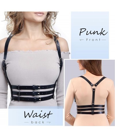 Punk Waist Leather Chain Belt Harness Strappy Adjustable Body Accessories Three Belt $11.39 Body Jewelry