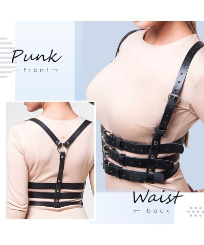 Punk Waist Leather Chain Belt Harness Strappy Adjustable Body Accessories Three Belt $11.39 Body Jewelry