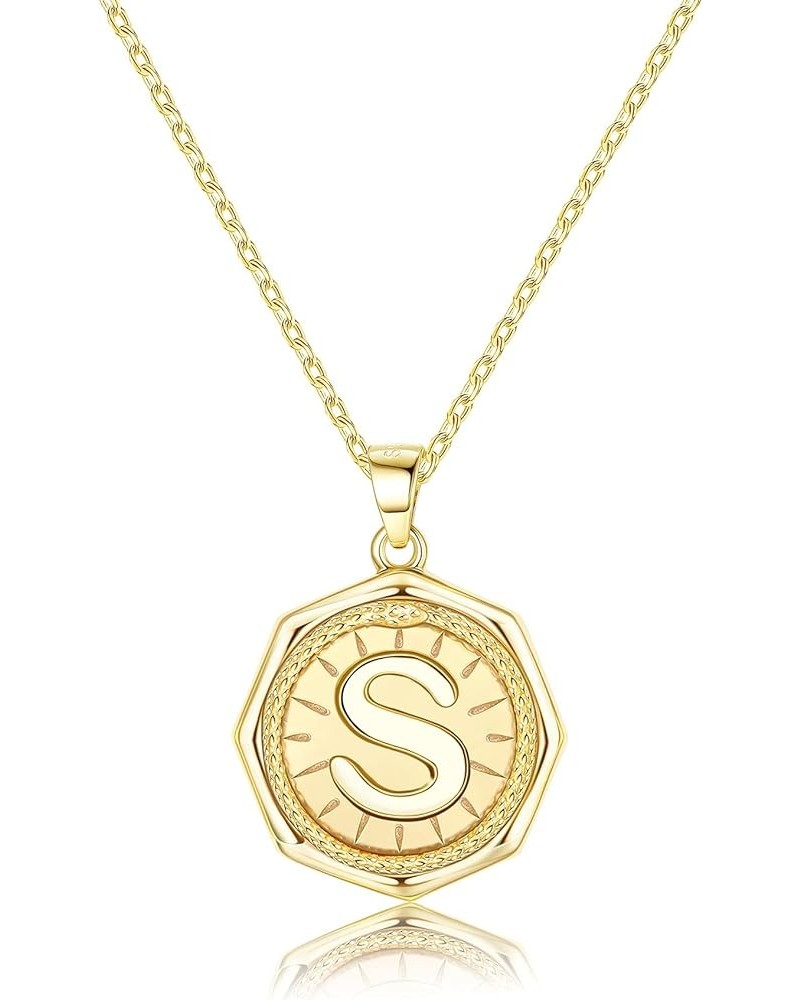 Letter Necklace 18K Gold Plated Snake Initial Necklace for Women Men White Gold Plated 925 Sterling Silver Letter Pendant Nec...