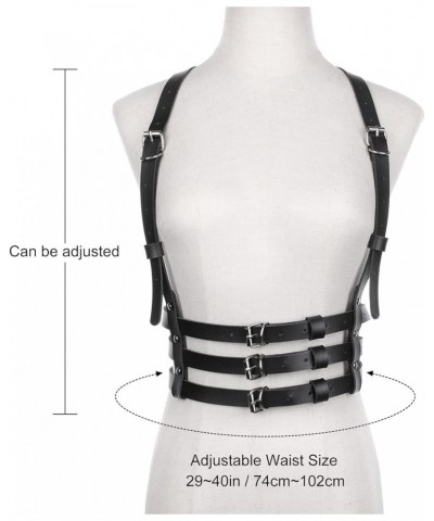 Punk Waist Leather Chain Belt Harness Strappy Adjustable Body Accessories Three Belt $11.39 Body Jewelry