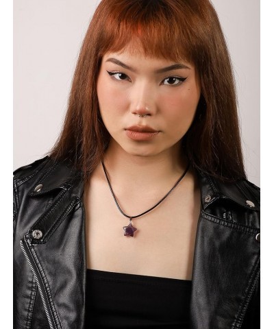 Star Cord Choker Necklace for Girls Women, 90s Y2K Aesthetic Jewelry Amethyst $7.66 Necklaces