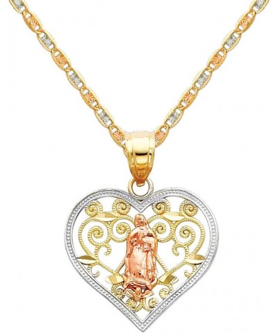 14k REAL Tri Color Gold Religious Mary Guadlupe Pendant with 1.5mm Diamond Cut Chain Necklace 22.0 Inches $64.64 Pendants