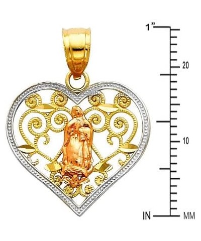 14k REAL Tri Color Gold Religious Mary Guadlupe Pendant with 1.5mm Diamond Cut Chain Necklace 22.0 Inches $64.64 Pendants