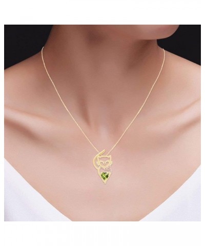 Heart Shape Simulated Birthstone CAT Pendant Neckalce Jewelry For Women In 14k Gold Over Sterling Silver Along With Silver Ch...