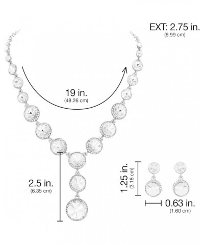 Elegant Women's Round Austrian Crystal Rhinestone Drop Necklace and Stud Post Dangle Earrings Jewelry Set Silver $10.26 Jewel...