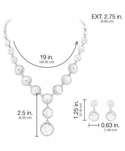 Elegant Women's Round Austrian Crystal Rhinestone Drop Necklace and Stud Post Dangle Earrings Jewelry Set Silver $10.26 Jewel...