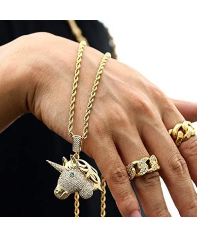 Hip Hop Jewelry 3D Lion Head Pendant Necklace for Men Women, 18K Gold/Platinum Plated AAA CZ Iced Out Simulate Diamond Accent...