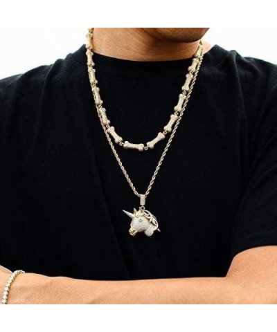 Hip Hop Jewelry 3D Lion Head Pendant Necklace for Men Women, 18K Gold/Platinum Plated AAA CZ Iced Out Simulate Diamond Accent...