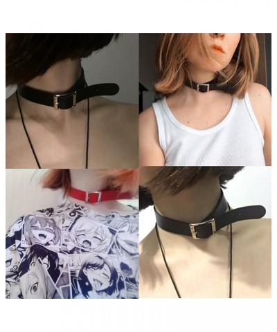 Choker Necklace for Women Girls 4 Adjustable Belt Cool Gothic PU Collar Pink $6.26 Necklaces