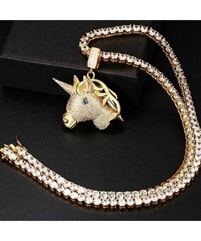 Hip Hop Jewelry 3D Lion Head Pendant Necklace for Men Women, 18K Gold/Platinum Plated AAA CZ Iced Out Simulate Diamond Accent...