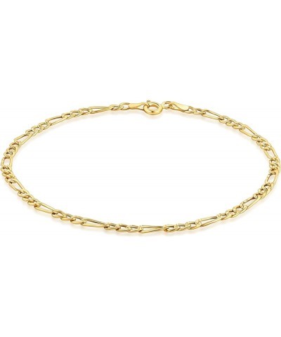 14K Yellow Gold 2.5mm, 3.5mm, 4.5mm, or 5.5mm Figaro Link Chain Bracelet- Made in Italy- Unisex Gold Figaro Bracelet 7 2.5MM ...