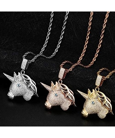 Hip Hop Jewelry 3D Lion Head Pendant Necklace for Men Women, 18K Gold/Platinum Plated AAA CZ Iced Out Simulate Diamond Accent...