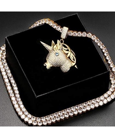 Hip Hop Jewelry 3D Lion Head Pendant Necklace for Men Women, 18K Gold/Platinum Plated AAA CZ Iced Out Simulate Diamond Accent...