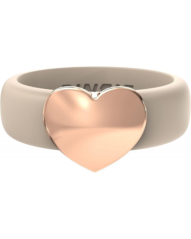 Womens Silicone Wedding Ring with Stainless Steel Heart - Silicone Engagement Ring for Women - Heart Collection - U.S. Design...