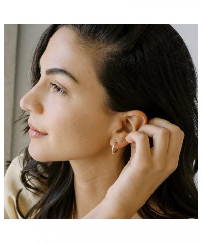 Crystal Lined Baguette Hoops in Gold, Rose Gold, or Silver Plate | Minimalist, Delicate Jewelry Silver $11.27 Earrings