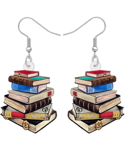 Cute Acrylic Teacher Earrings Crayon Pencil Jewelry Back to School Dangle for Women Girls Kids Book Apple Accessories Book D ...