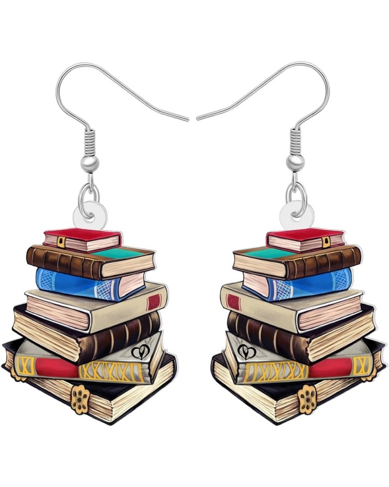 Cute Acrylic Teacher Earrings Crayon Pencil Jewelry Back to School Dangle for Women Girls Kids Book Apple Accessories Book D ...