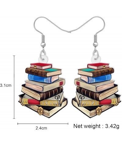 Cute Acrylic Teacher Earrings Crayon Pencil Jewelry Back to School Dangle for Women Girls Kids Book Apple Accessories Book D ...