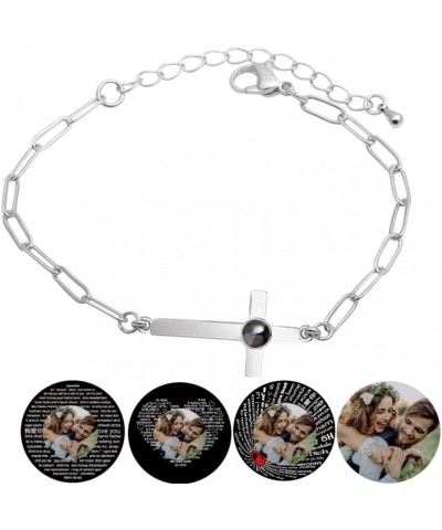 Personalized Men Women Photo Cross Bracelet With Picture Inside Custom Photo Projection Bracelet With 100 Languages I Love Yo...