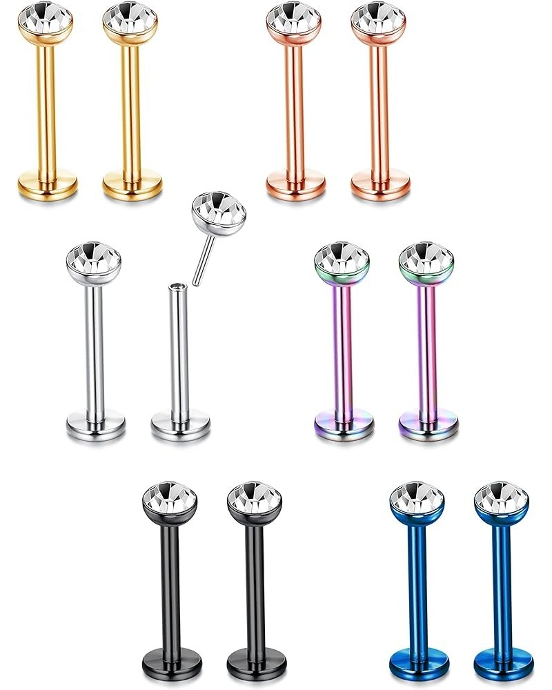 16G 18G Threadless Push in Nose Rings Studs Surgical Steel Pushin Nose Stud Bone Nose Rings Piercings Nostril Piercing Jewelr...