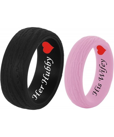 SHNIAN Rubber Groove Center Rings Colorful Heart Ring Silicone Rings Custom Engraved Engagement Gift His & Hers Wedding Band,...