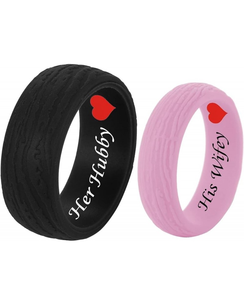 SHNIAN Rubber Groove Center Rings Colorful Heart Ring Silicone Rings Custom Engraved Engagement Gift His & Hers Wedding Band,...