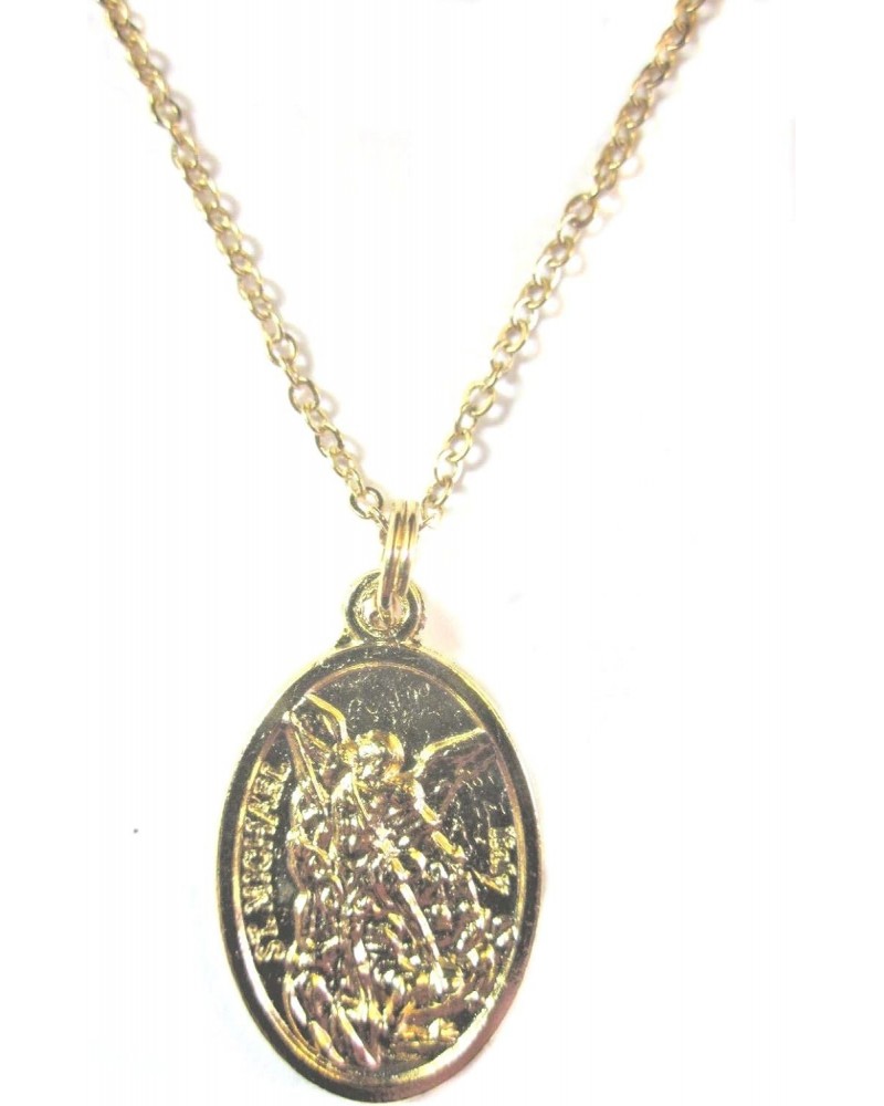 VPP Gold Tone St Michael Guardian Angel Medal Pendant Necklace 20 inch Chain $13.08 Necklaces