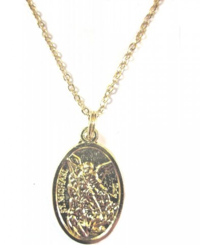 VPP Gold Tone St Michael Guardian Angel Medal Pendant Necklace 20 inch Chain $13.08 Necklaces