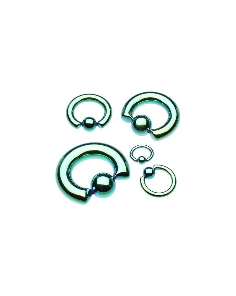 Basic Steel Captive Bead Ring 316L Surgical Steel (Sold Individually) 14g 16mm (6mm Ball) Green $8.95 Body Jewelry