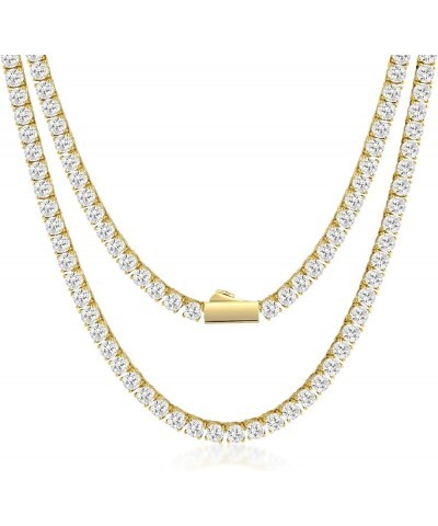 6.84-58.5Carats Moissanite Tennis Necklaces for Women Men Lab Created Diamond Tennis Chain 18K White/Yellow Gold Vermeil Ster...