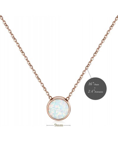 Opal Necklace Rose Gold Plated Round Disc Initial Necklace Engraved Letter Necklace with Adjustable Chain Pendant Enhancers f...