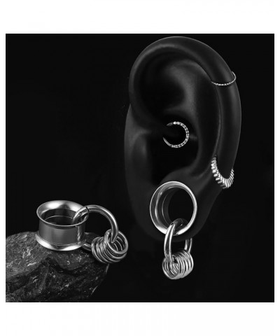 1 Pair Basic gauges+1 big ring+5 small rings Ear Tunnels Plugs 316 Stainless Steel Ear Gauges Weight Saddle Plugs Hypoallerge...