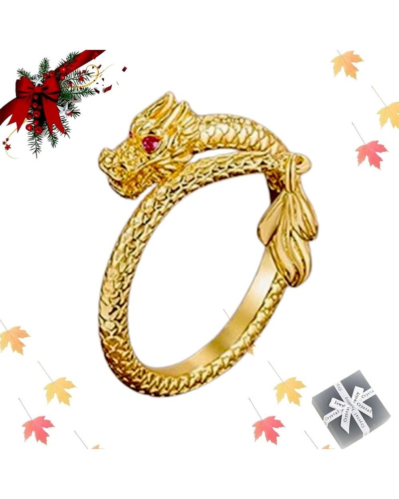 Dragon's Tail Qiankun Lucky Ring, Dailypurc Dragon's Tail Qiankun Lucky Ring, Bring Good Luck and Prosperity Gold-1 $11.20 Rings