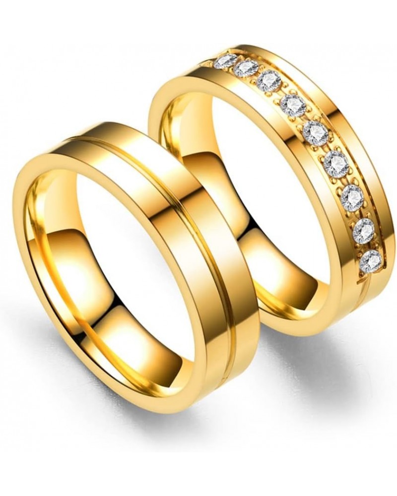 Fashion 18K Gold Stainless Steel Crystal Band Rings Gold $8.25 Rings