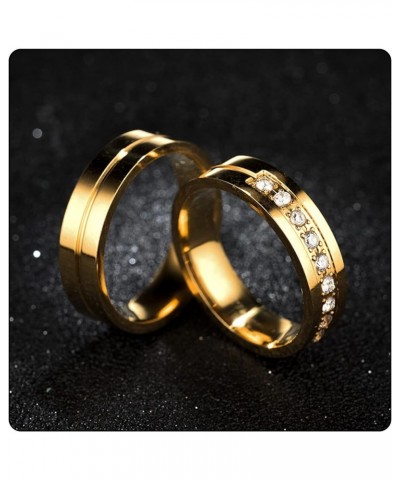 Fashion 18K Gold Stainless Steel Crystal Band Rings Gold $8.25 Rings