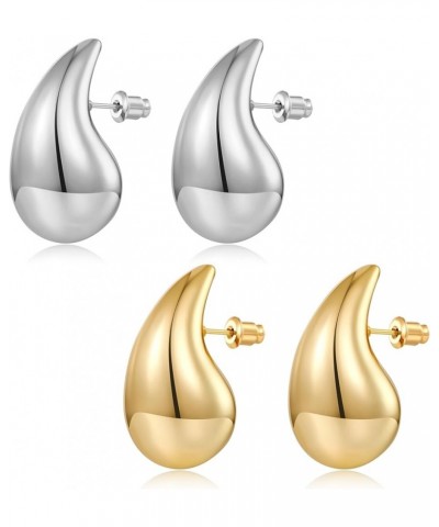 Waterdrop Gold Earrings for Women Teardrop Gold Big Earrings Fashion Jewelry Gift gold and silver $10.75 Earrings