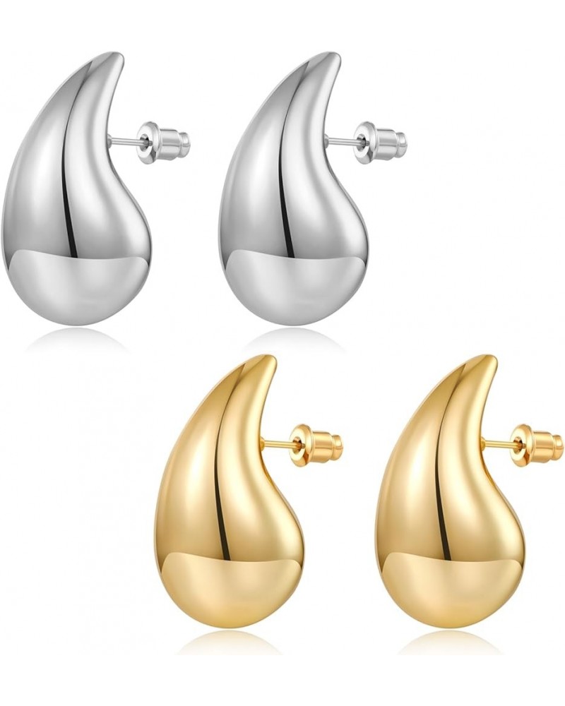 Waterdrop Gold Earrings for Women Teardrop Gold Big Earrings Fashion Jewelry Gift gold and silver $10.75 Earrings