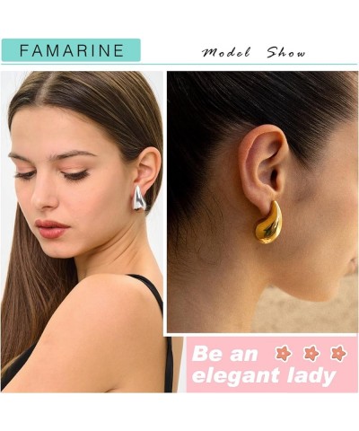 Waterdrop Gold Earrings for Women Teardrop Gold Big Earrings Fashion Jewelry Gift gold and silver $10.75 Earrings