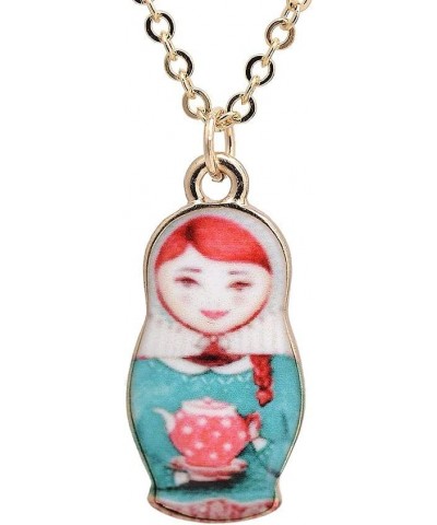 Spinningdaisy Folk Art Russian Doll Babushka Necklace White $8.99 Necklaces