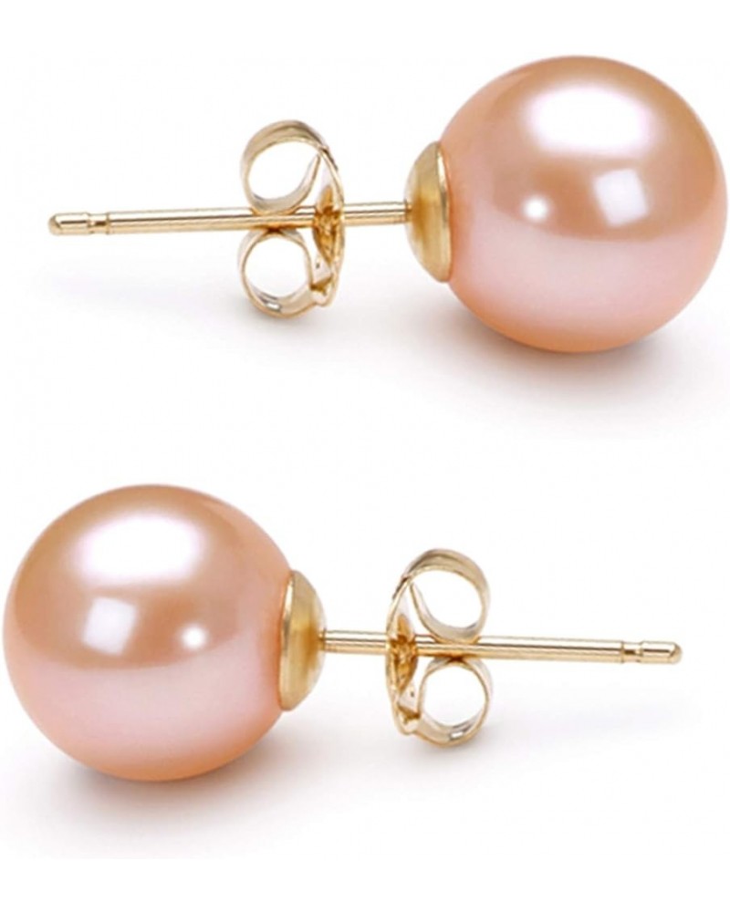 Freshwater Cultured Pearl Earrings Stud AAAA 5-10mm Pink Cultured Pearls Earring 14K White Gold Posts Yellow Gold 5.0mm $42.0...