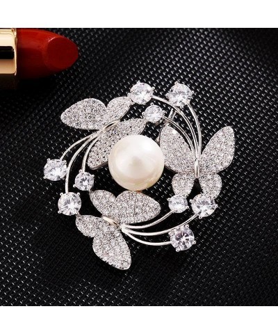 Elegant Flower Brooch Pins for Women Girls,Scarf Shawl Costume Safe Pins Clip for Wedding Party Prom Jewelry Gifts White Gold...