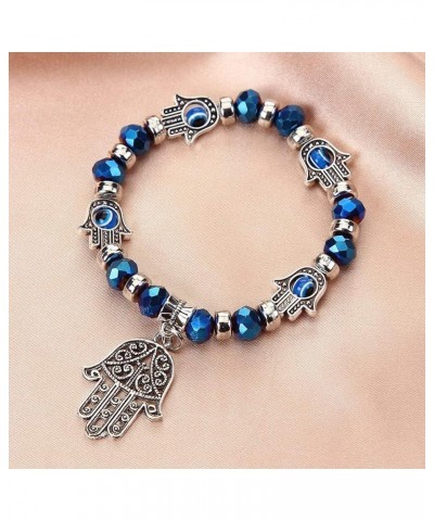 2/3/4 Pcs Blue Beads Evil Eyes Bracelet Hamsa Hand of Fatima Bracelet Glass Charm Evil Eye Leather Cord Necklace Protection J...