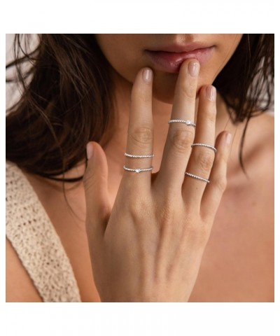 Sterling Silver Rings for Women, Dainty Stackable Silver Rings for Women Cute 925 Silver Rings for Teen Girls Thin Beaded Ete...