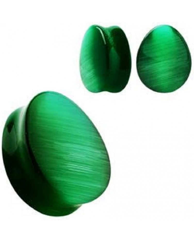 Natural Green Cat's Eye Double Flare Teardrop WildKlass Plug 2GA $10.78 Body Jewelry